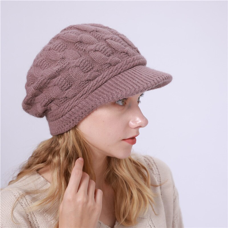 Chapeau en tricot pour femme, , ample, ample, en Crochet, décontracté, uni, doux, collection hiver