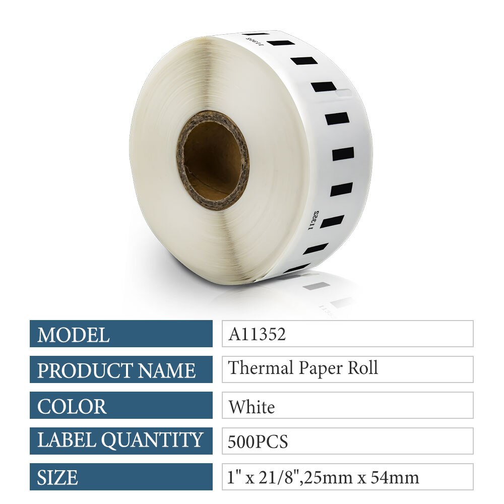 Unismar 1 rolo 11352 papel térmico 25mm * 54mm 500 pces rolo etiqueta compatível para dymo labelwriter 450/450 turbo/450 twin turbo