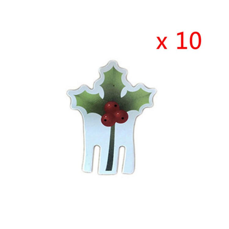 10 Stks/partij Mini Kerstversiering Hoeden Champagne Glas Decor Thuis Party Tafel Ornament Jaar: Leaves
