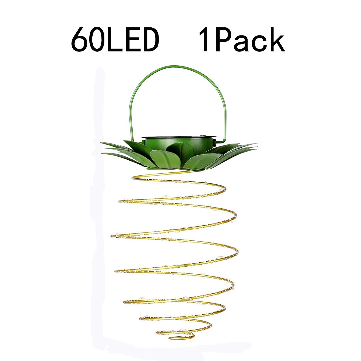 Solar pineapple light iron lantern led copper wire string lights outdoor waterproof garden decoration hanging lights: 60  LED
