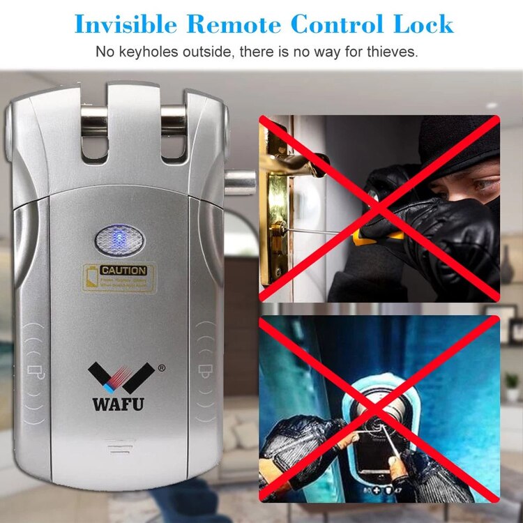 WAFU-cerradura inteligente con huella dactilar para puerta de entrada, dispositivo de cierre remoto Invisible, sin llave, antirrobo, con teclado y huella dactilar, WF-010B