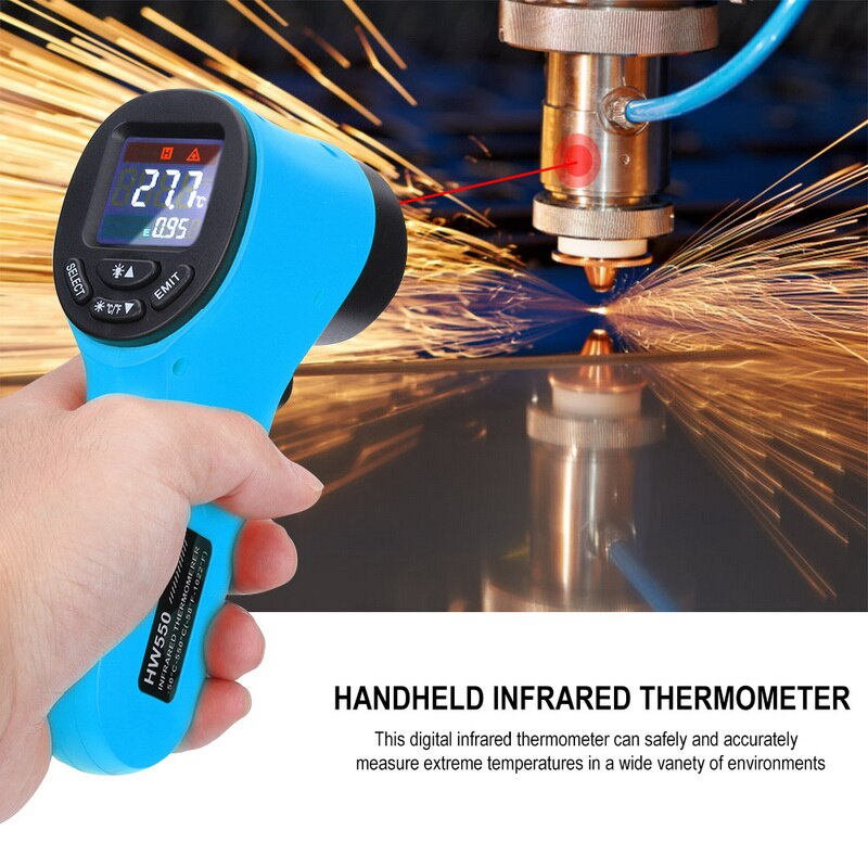 Termómetro infrarrojo manual HW550 temperatura-50 ~ 550 °C termómetro infrarrojo LCD sin contacto cocina Sensor Digital