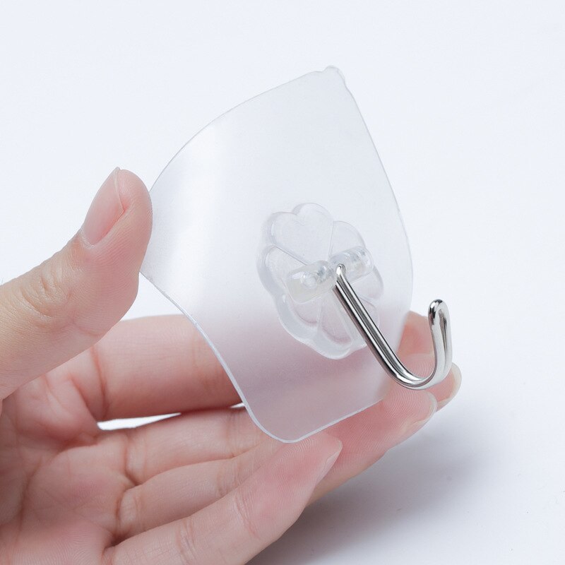 6pc Transparent hook seamless strong hooks coat hat stick hook bathroom wall free perforation plastic stick kitchen items