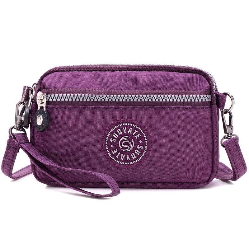 style lightweight nylon cloth bag multi-layer women's messenger bag ladies clutch bag mobile phone bag: 05