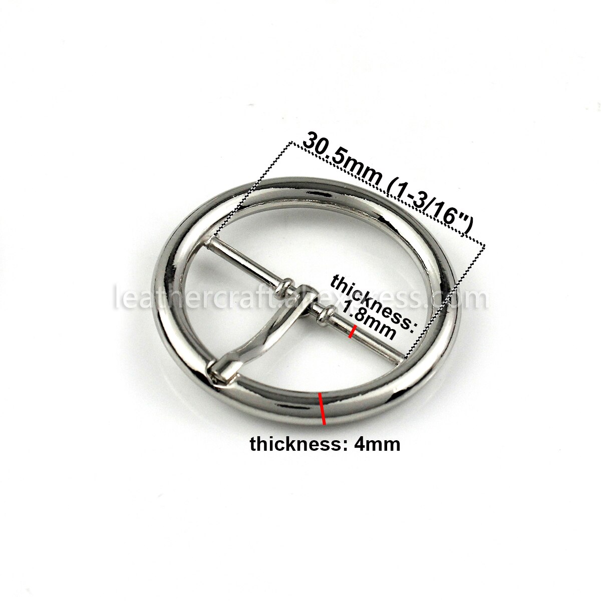 Boucle de ceinture ronde en métal, barre centrale à broche unique, ceinture en toile, accessoire artisanal en cuir, 1 pièce
