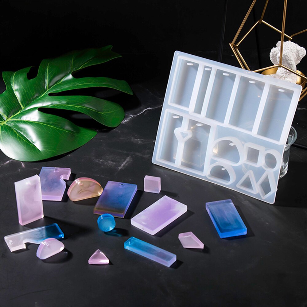 1 set silikonform för smycken epoxihartsformar diy lera halsband hänge gjutformar smycken örhänge nyckelringar gör verktyg