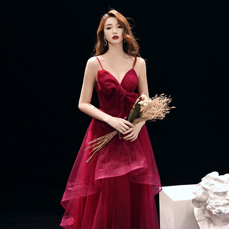 Sexy slingbackless bordeauxrode avondjurk chinese bruid bruiloft lange galajurk cheongsam avondjurk