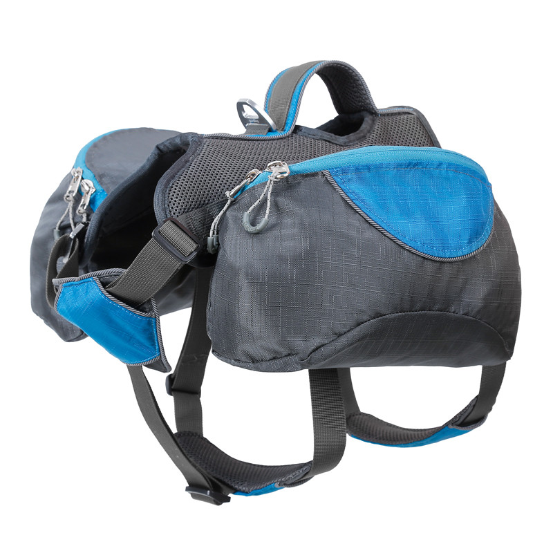 Sac de selle pour chien, sacoche de randonnée, souple, rembourré, grande capacité, pour l&#39;extérieur, harnais multifonction avec poignée pour animaux de compagnie: blue / L 55-82cm chest