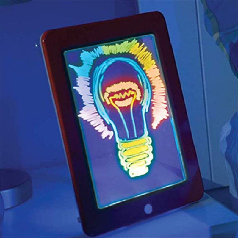 Tekentafel Kids 3D Magic Drawing Pad Fluorescerende Puzzel Lichtgevende Magische Graffiti Schrijven 3D Lichtgevende Tekening Pad