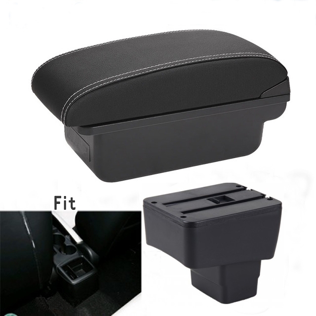 Reposabrazos para mazda CX-3, Reacondicionamiento para mazda 2 skyactiv, cx3, accesorios para coche, carga con USB, Caja de almacenamiento para apoyabrazos de coche: A-Black white line