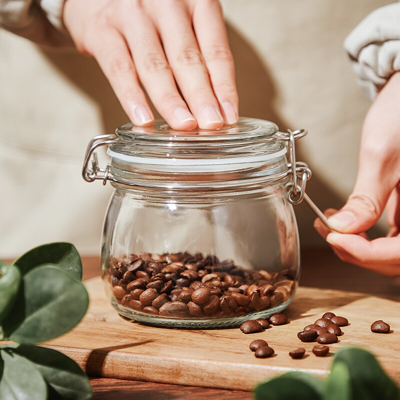 Food Coffee Beans Storage Bottles &amp; Jars with Cover Glass Vacuum Sealed Tank Press Exhaust Glass Box Stockpile Jars With Lids