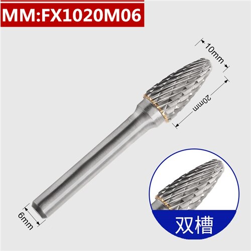 1pcs-free Vhm Tungsten Staal Frees, 6Mm Schacht F Type Metalen Elektrische Slijpen Hoofd, polijsten Tool: FX1020M06