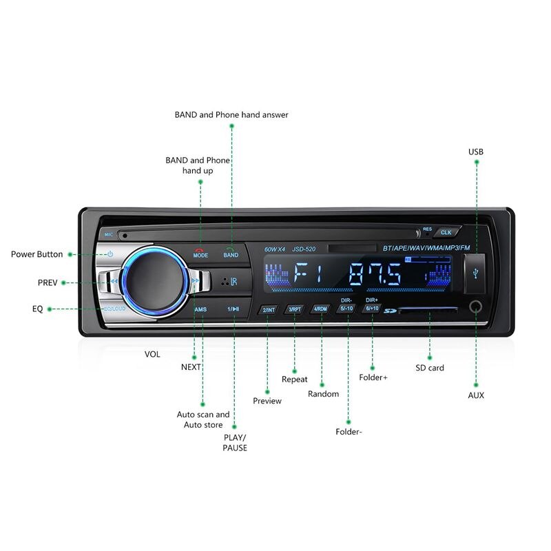 Bluetooth Auto O Stereo Ontvanger-Bluetooth Car Stereo O Single Din In Dash 12V Fm Ontvanger MP3 Radio speler Met Afstandsbediening