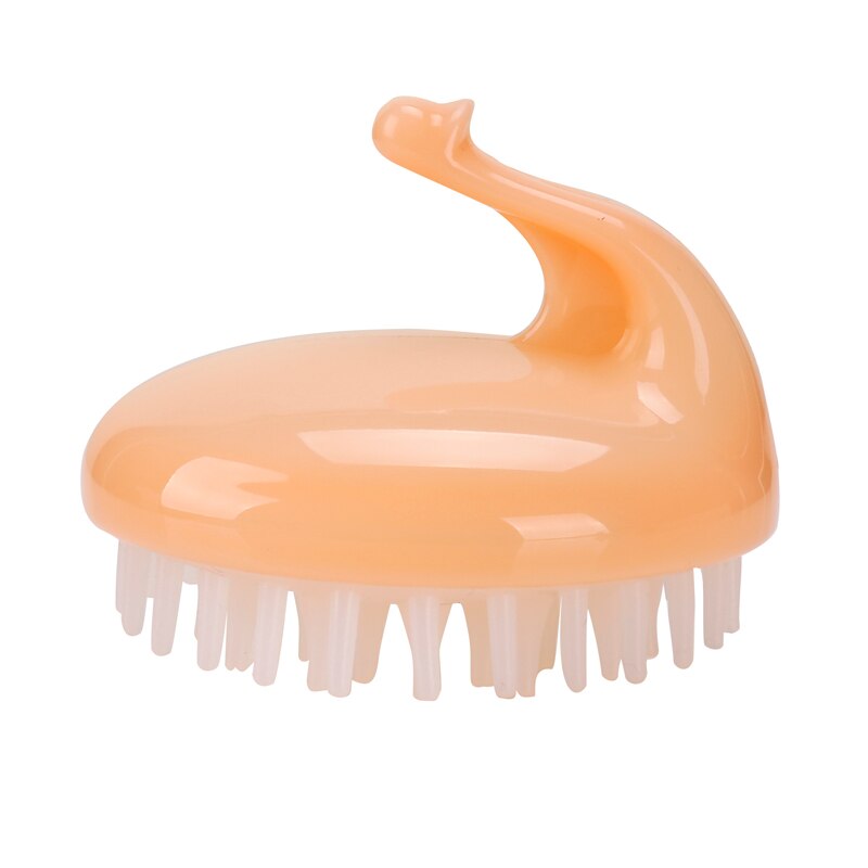 Cepillo de champú de silicona para bebé, 1 unidad, cepillo de baño para niños, champú, peine de masaje suave, herramienta para lavar el pelo, accesorio de Ducha: Orange