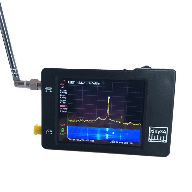 Tiny TinySA Spectrum Analyzer 2.8inch Touch Screen Portable Frequency Analyzer 0.1MHz~ 960MHz MF/HF/VHF UHF Input Tools