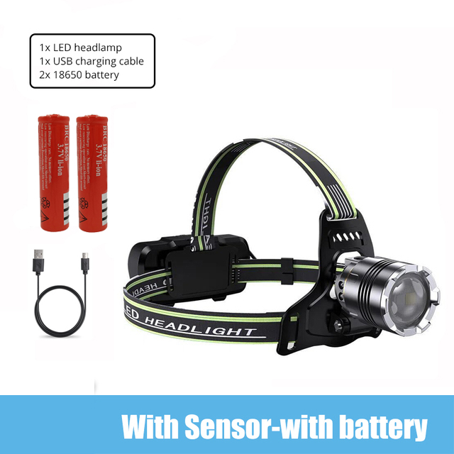 E2 hvide + uv-lys pandelampe bevægelsessensor led dobbelt lys usb genopladelig udendørs pandelampe campinglommelygte vandtæt zoom: Rgb