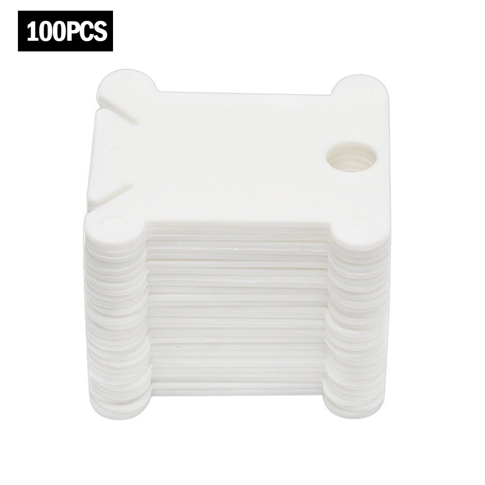 100pcs Embroidery Floss Craft Thread Bobbin Cross Stitch Storage Holder Plastic Sewing Thread Board Card Craft Kit 4cm: White 100pcs