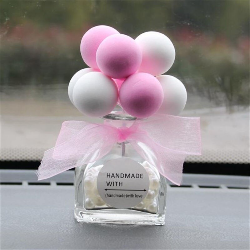 Bonito criativo colorido balão adorável mini decoração do carro interior do carro ar perfume garrafa de cristal painel ornamento nova chegada: Rosa
