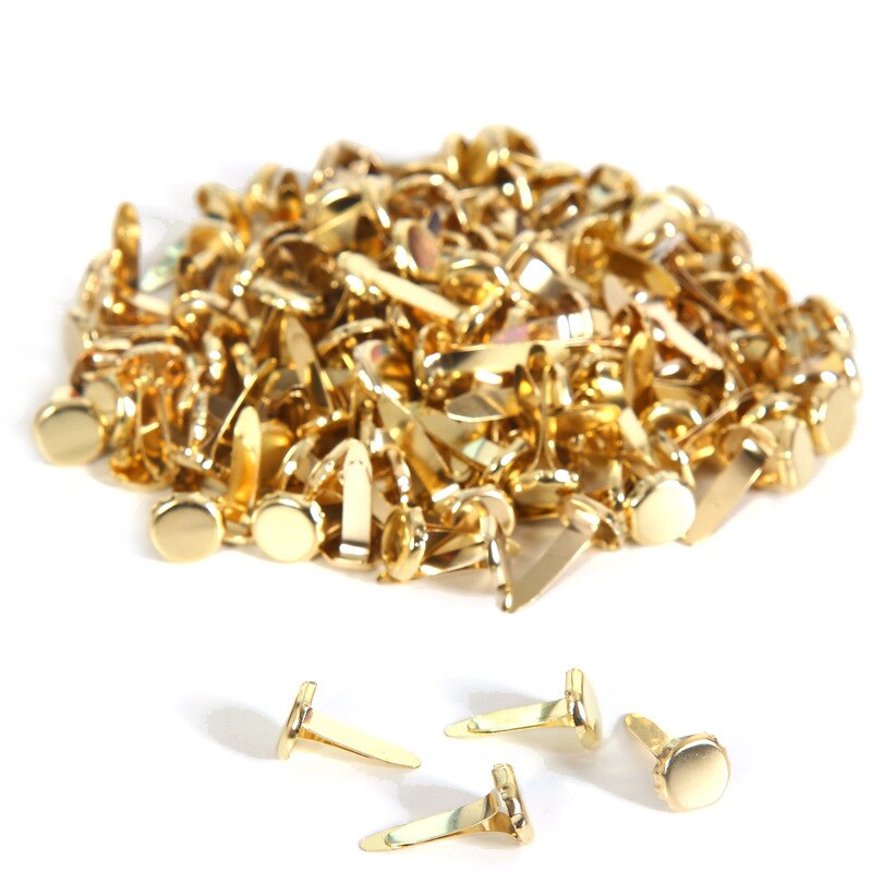 50pc/ pakke runde mini brads scrapbooking dekoration materiale udsmykning fastener smykker tilbehør diy håndværk metal forsyninger: Guld