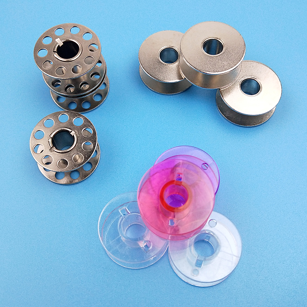 10pcs/lot Bobbins Spools Plastic Metal Home Sewing Craft Empty Bobbin Spool For Singer Brother Sewing Machine Tools