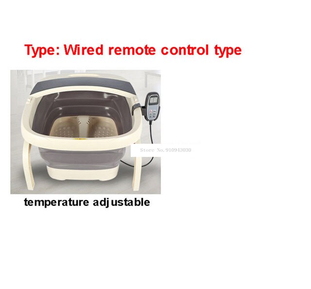 Masseur électrique automatique de pied de bulle d'oxygène de chaleur de Vibration de roulement de bain de Spa de pied pour soulager la Relaxation de pression: Wired remote control