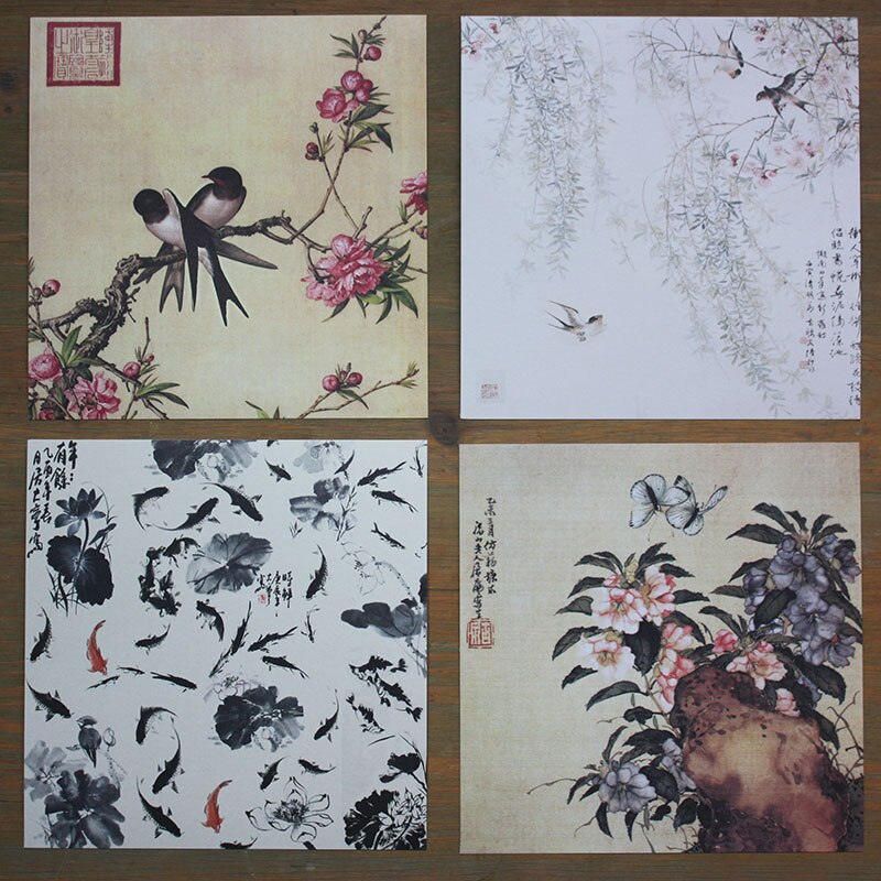 24pcs 6" Single-side Flowers and birds pattern papercraft art paper handmade scrapbooking kit set books P033