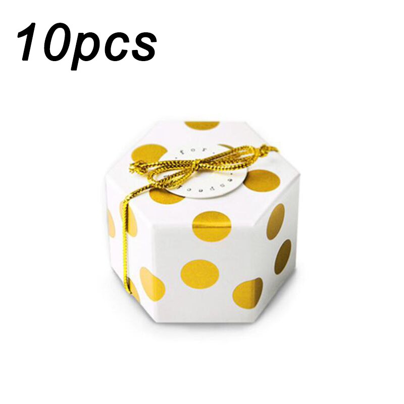 10pcs Kraft Paper Unicorn candy box Bags Sweets Candy Packing Pouches wedding baby kid birthday party decor Wrapping Supply: gold dot candybox