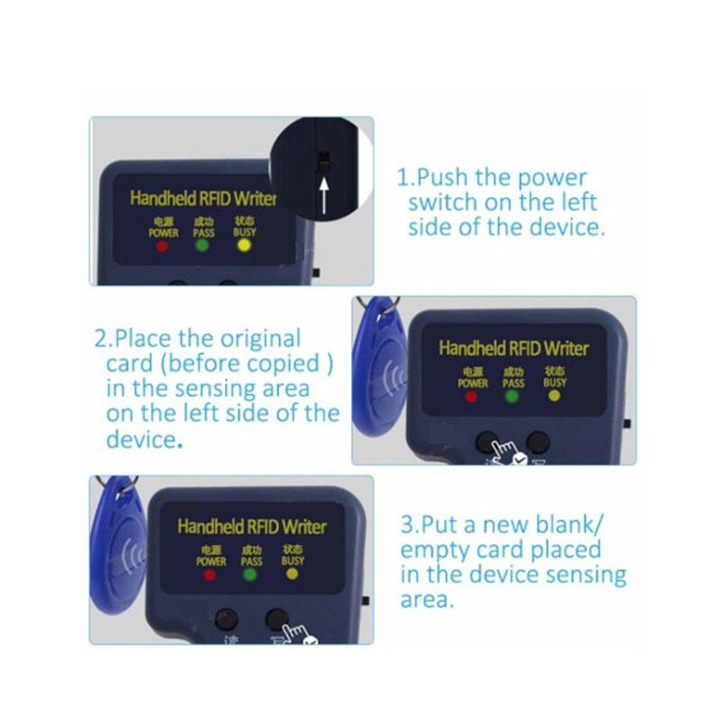 Handhållen 125 khz rfid duplicering kopiator skrivare programmerare läsare nycklar kort passar rfid skrivare kopiator läsare duplicering