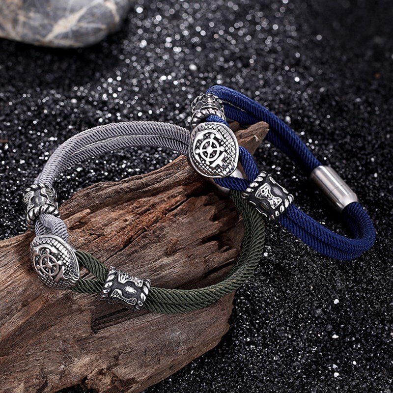 Mkendn seemannsanker-ruderseilarmband für damen und herren, edelstahl-magnetverschluss, marine-stil, hoffnungsschmuck, überlebensschmuck, pulseras