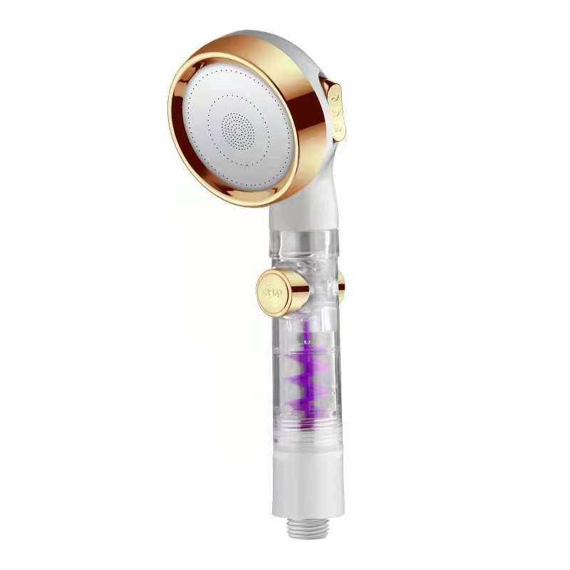 High Pressure 3-function Spa Shower Head Shower Head With Switch On/off Button Filter Bath Head Water Saving Hand-held Shower: gold B