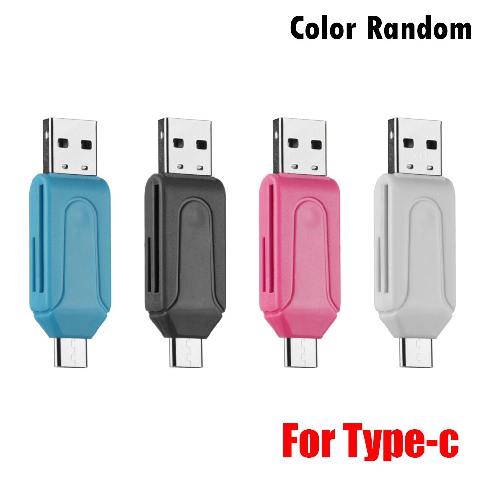 1PC 2 in1 Type-C & USB OTG Memory Card Reader Universal Micro USB TF/SD Card Reader Phone Extension Headers Adapter Accessories: Type-c Color Random