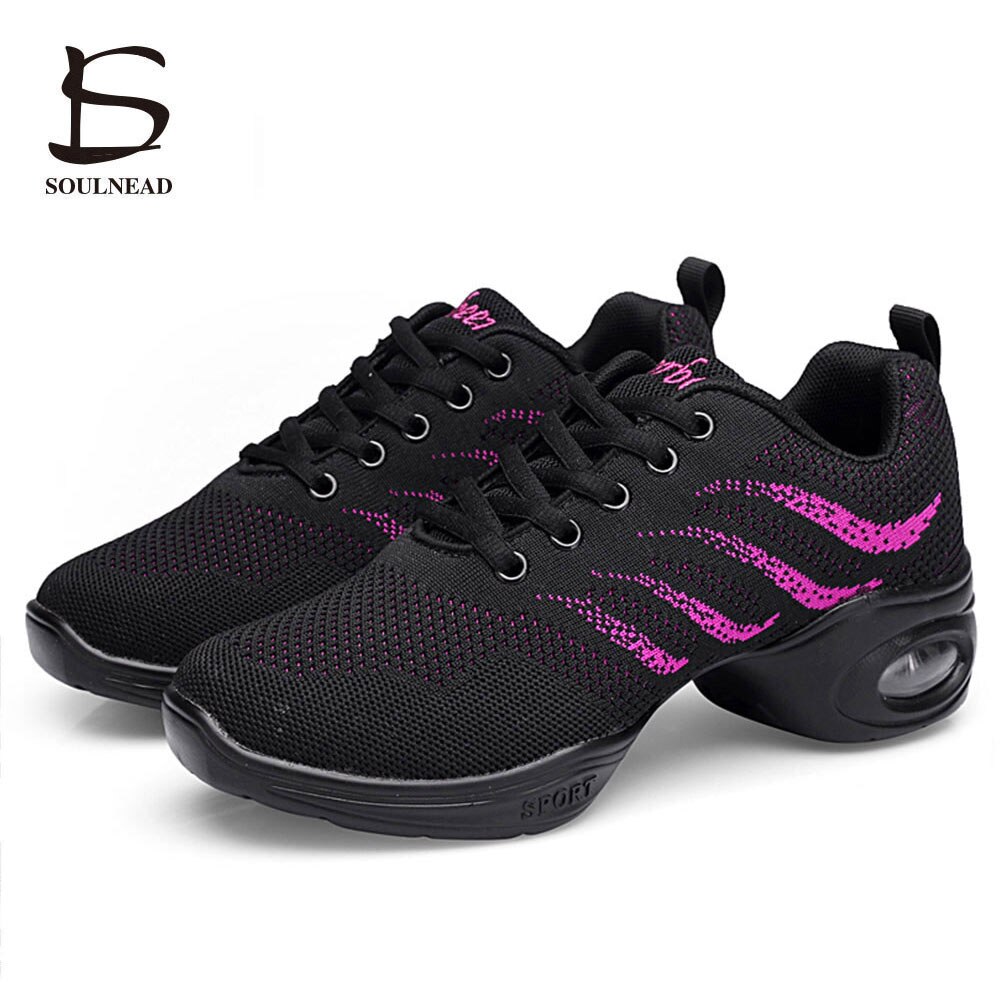 Women Jazz Dance Shoes Breath Mesh Modern Hip-hop Dance Shoes Woman's Sports Feature Fitness Shoes Female Sneakers Size 35-42