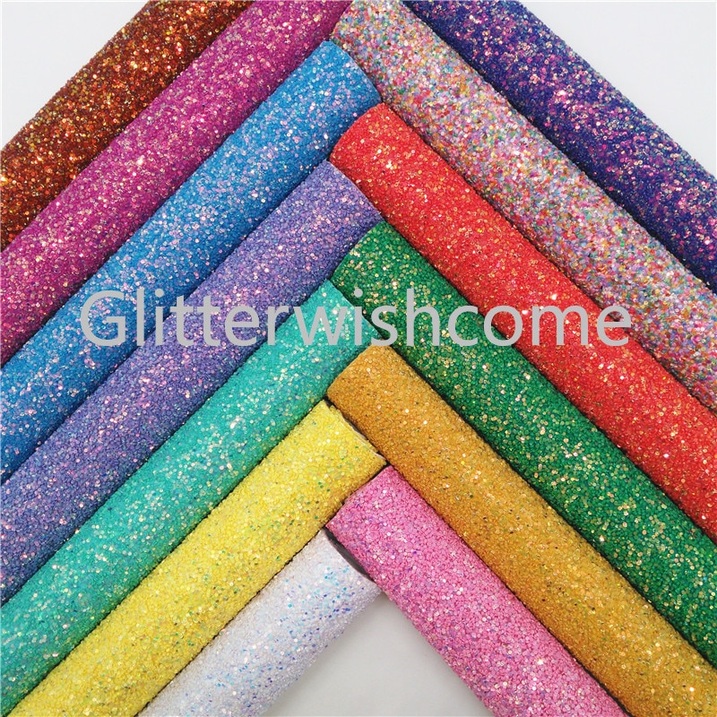 Glitterwishcome 21X29CM A4 taille paillettes tissu, gros cuir pailleté, Faux cuir PU tissu vinyle pour les arcs, GM502A
