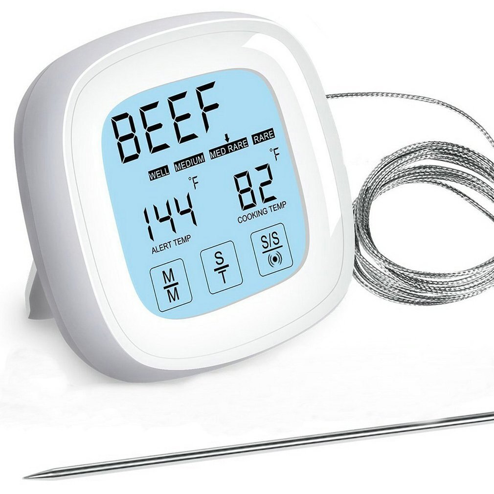Food Thermometer Waterproof Touch Screen Timer Kitchen Electronic Thermometer Baking BBQ Meat Thermometer