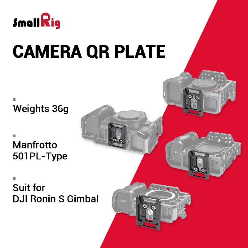 SmallRig DSLR Camera Quick Release Plaat Manfrotto 501PL-Type QR Plaat voor Select SmallRig Kooien eg Z6 Z7 A7III A7RIII Kooi 2458