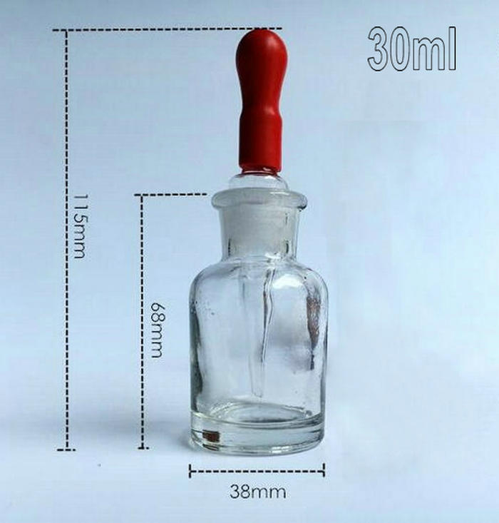 30 ml Transparante Glazen Dropping Fles Laboratorium Dropper Reagens Fles Met Rubber Zuigpeertje