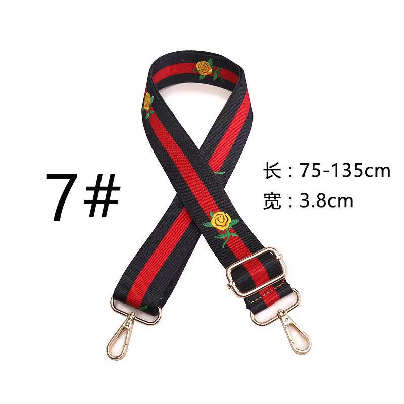 Adjustable strap for women's bag National wind colours Wide shoulder straps Crosswise widened strap Mixed shoulder accessories