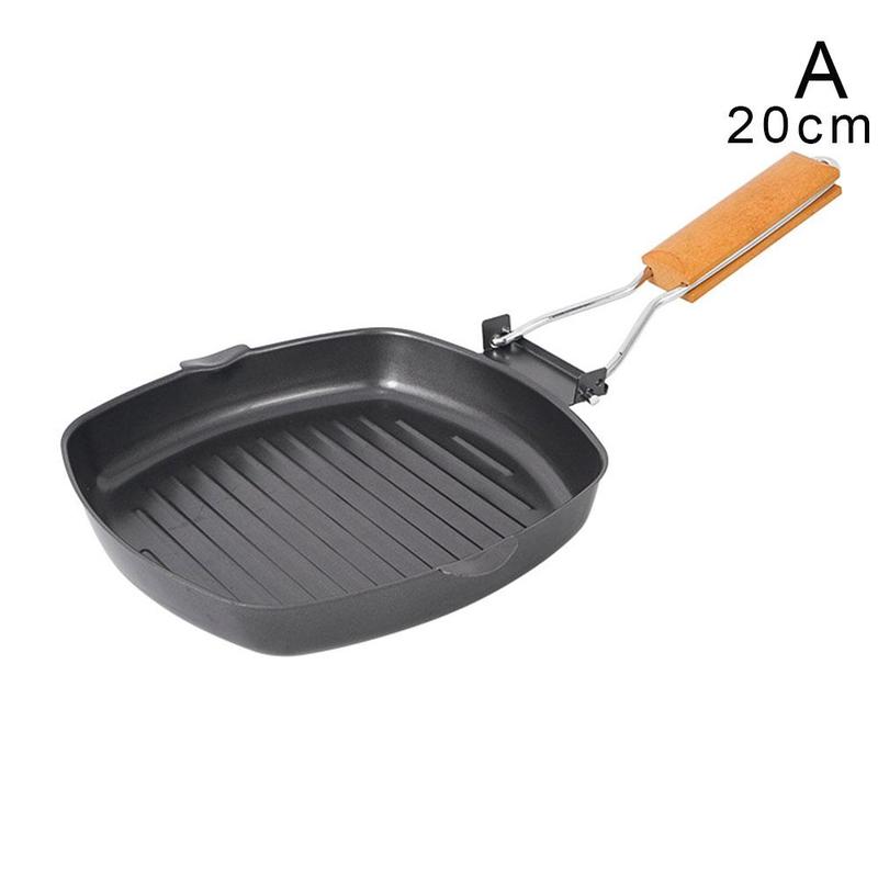Sartén plegable portátil para Picnic al aire libre, utensilios de cocina antiadherentes de hierro ultraligero negro, utensilios de Camping: A