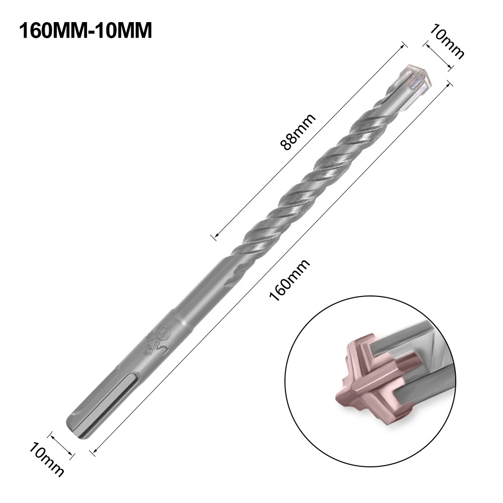 SDS Plus Drill Bit Concrete Cross Tips Bits 4 Cutters Ceramic Wall Brick Drilling Bits Electric Hammer Bits: Yellow