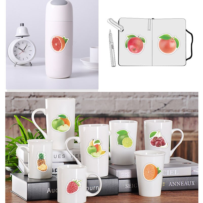 50Pcs Exquisite Fresh Fruits Vegetables Stickers For Kitchen Bakery Cup Dish Refrigerator Education Decals For Children