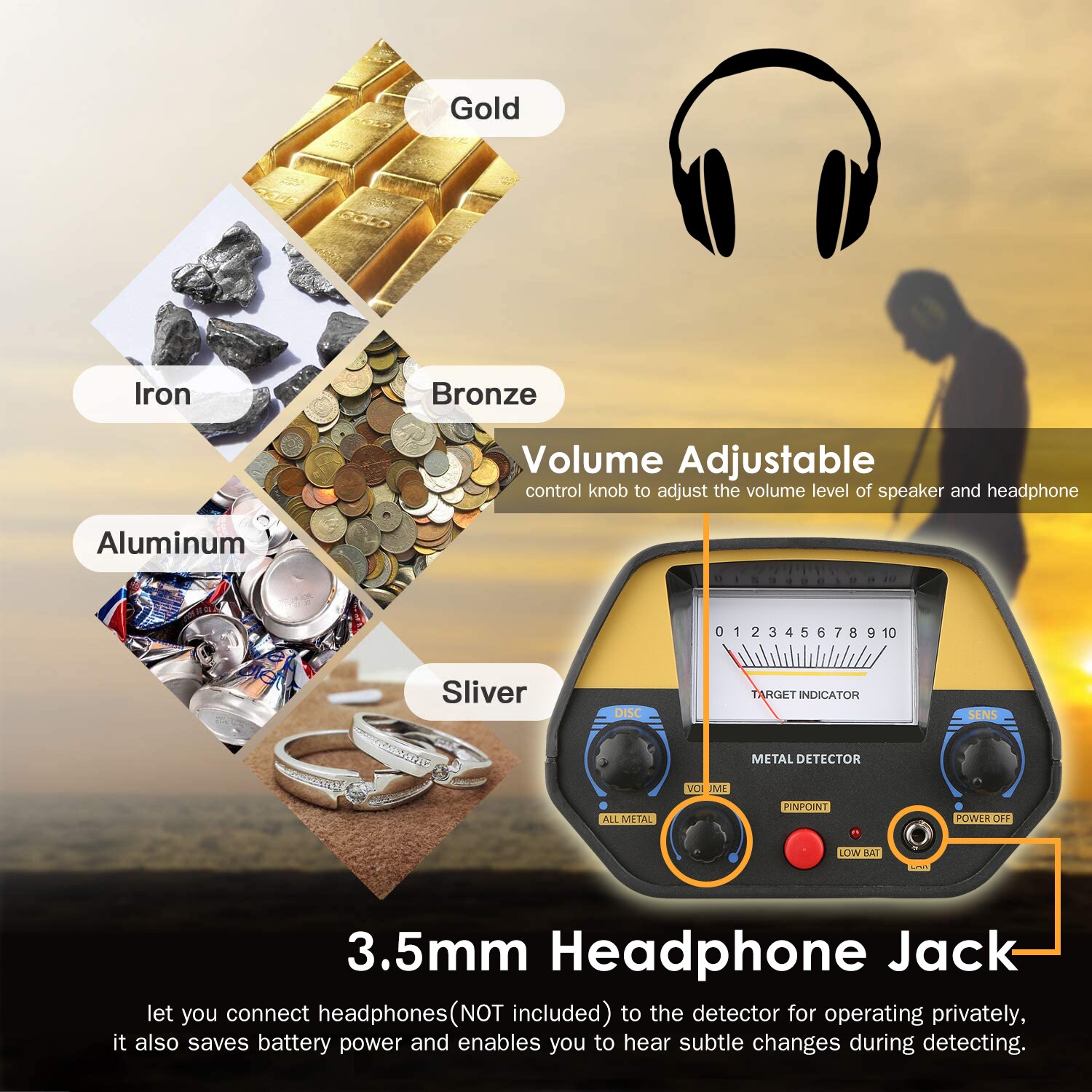 Handheld QC1039 Underground Metal Detector High Sensitivity Accuracy Metal Detecting Tool Underground Gold Metal Finder