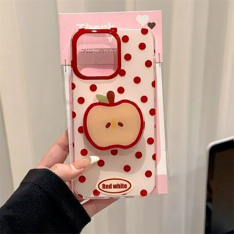 Funda de teléfono de lunares rojos retro IND con orificio grande con soporte para teléfono Apple para iPhone 11 12 13 14 15 16 pro max