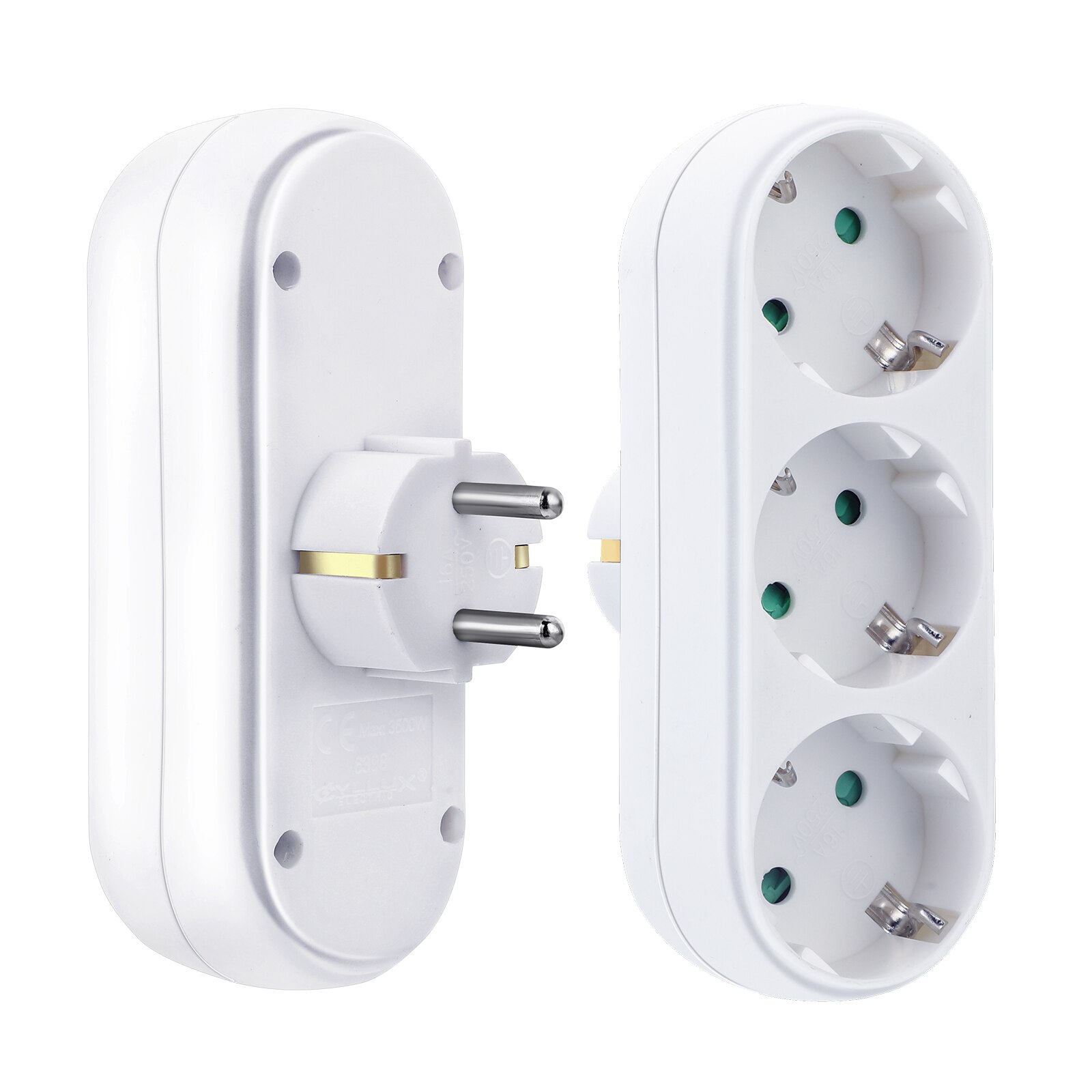 16A European Type Conversion Plug 1 TO 3 Way EU Standard Power Adapter Socket EU Standard: no switch