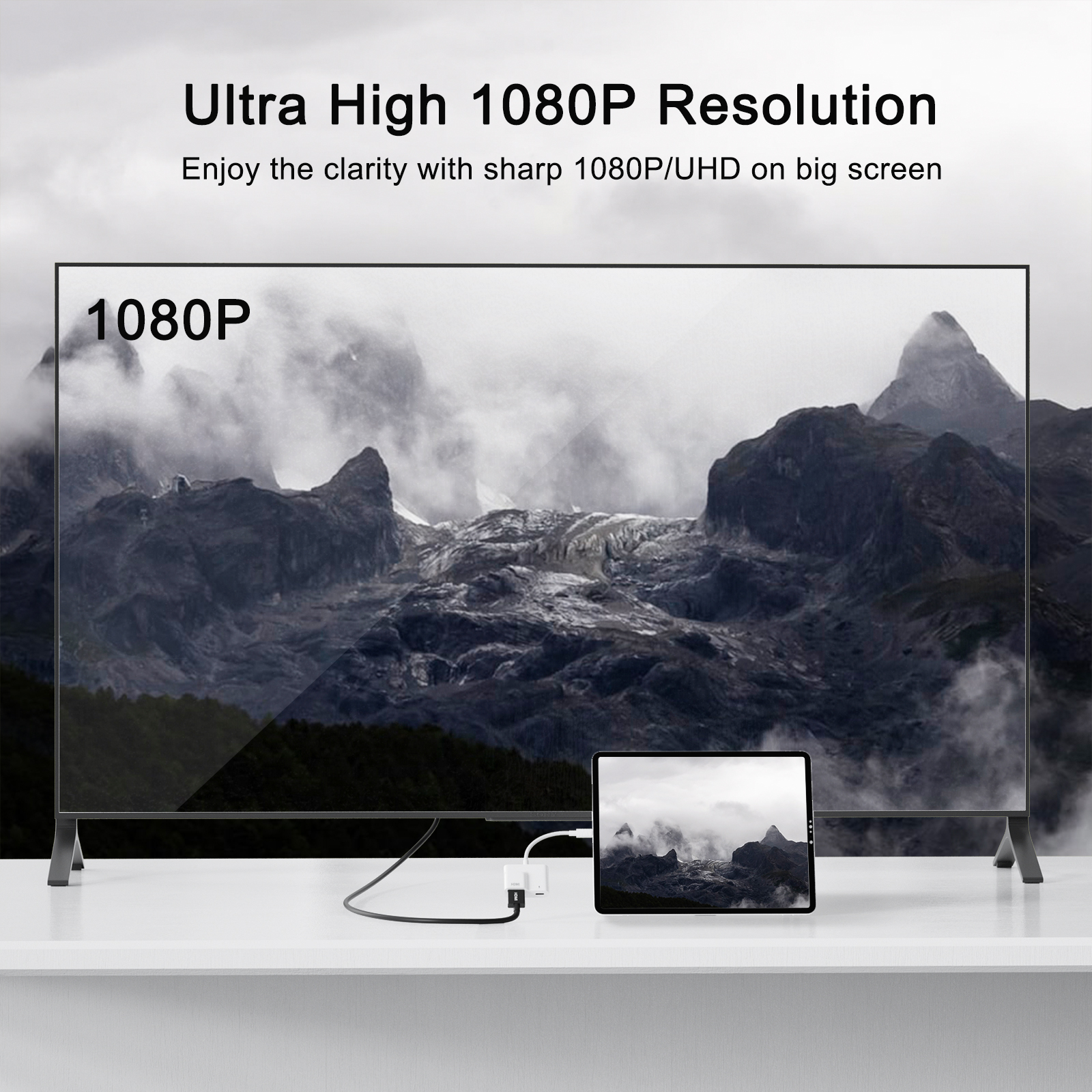 Lightning to HDMI Digital AV Adapter for iPhone 14/13/iPad to 1080P TV/Card Reader/USB/Ethernet Support Projector/Monitor