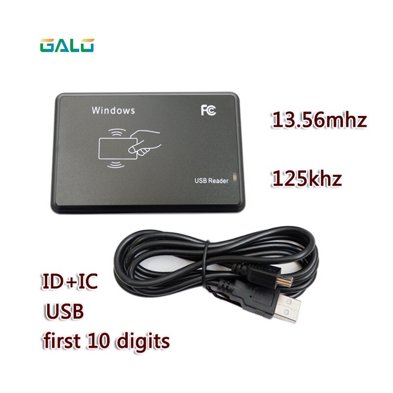 R20D 125Khz RFID Smart Card Reader Desktop Black Rfid Reader Usb Tablet Card Reader: IDICfirst 10 digits