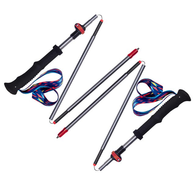 Aonijie ultralette vandrestave 3 sektioner kulfiber aluminium vandrestave folde vandrestokke til udendørs trailløb: 2 stk sort rød