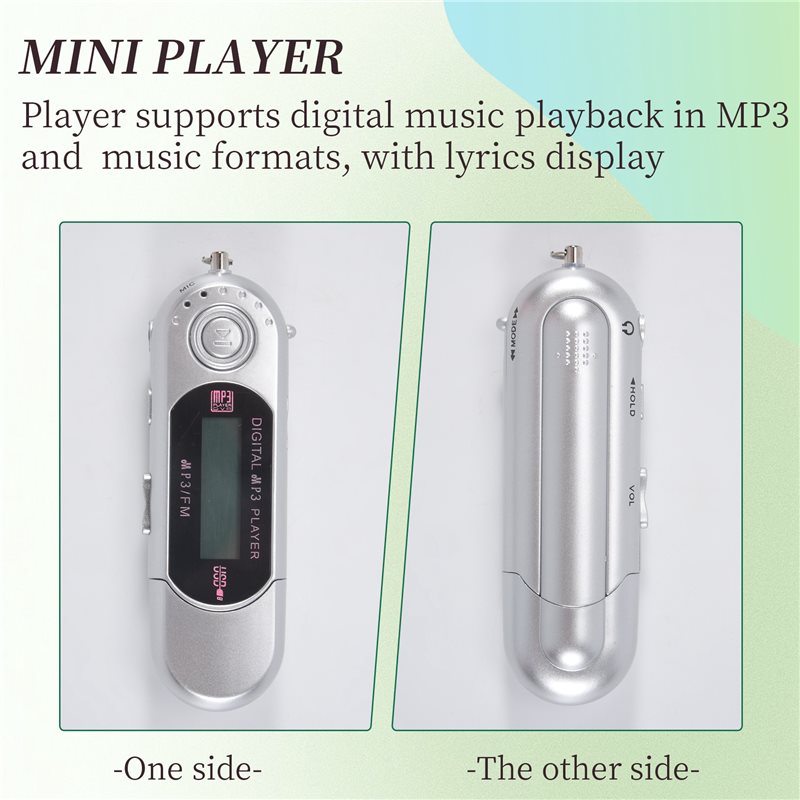 NUOVO-Mini lettore MP3 USB 2.0, piccola chiavetta USB, lettore musicale LCD multilingue con jack audio da 3,5 mm, spegnimento au