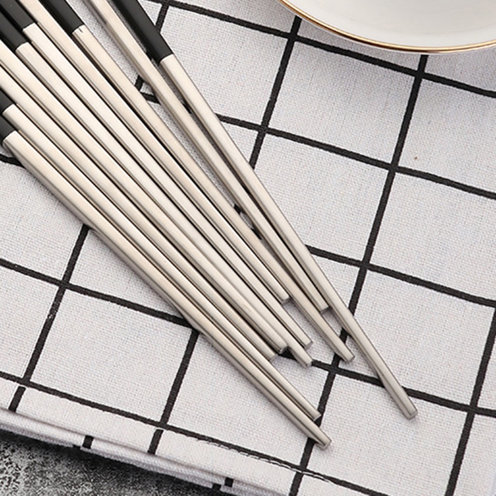 Luxury 304 Stainless Steel Square Chopsticks Titanium Sushi Hashi Chinese Japanese Chopsticks 1 Pair 23cm