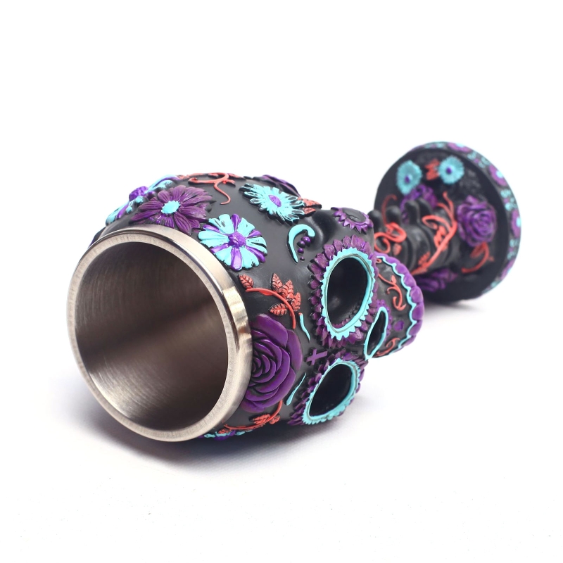 Goblet Drinking Cup Skull Head Resin Cups Medieval Skeleton Chalice Skull Cup Double Wall Drinking Goblet Resin Material