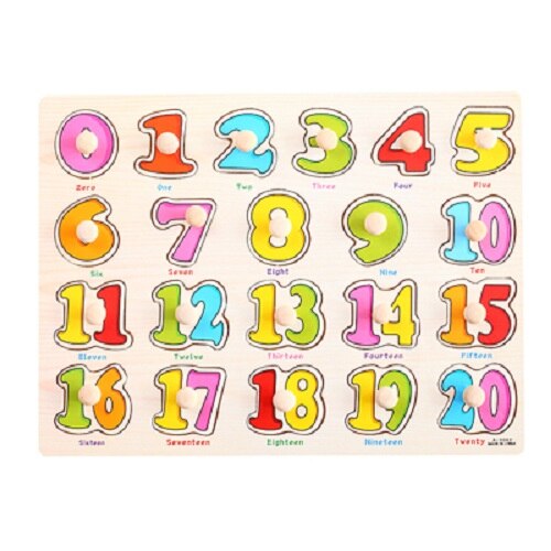 3D Houten puzzel voor peuter kinderen kid hand greep houten puzzel nummers alfabet-puzzel developmental educatief speelgoed: Number2